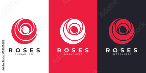 Red rose logo design, abstract flower concept