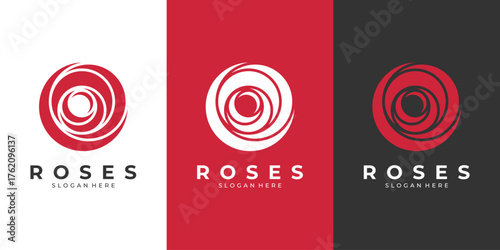 Red rose logo design, abstract flower concept