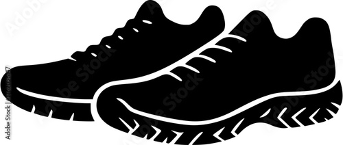 Pair of sports shoes vector icon showing athletic footwear used in training and indoor court games