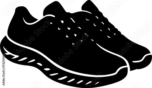 Training sneakers silhouette illustration showing athletic footwear used for gym, running, and match performance