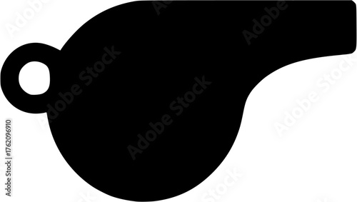 Referee whistle vector icon showing sports signal tool used for control and communication in games