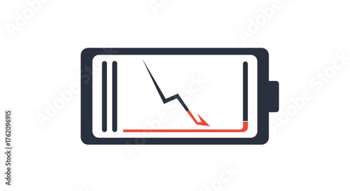 Low battery symbol depicting declining power and energy depletion, perfect for tech and business concepts