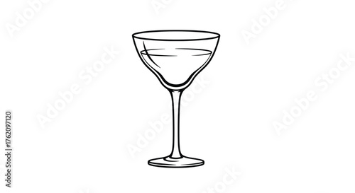 Elegant coupe glass outline filled with liquid, perfect for sophisticated cocktail designs, minimalist branding, and event promotions