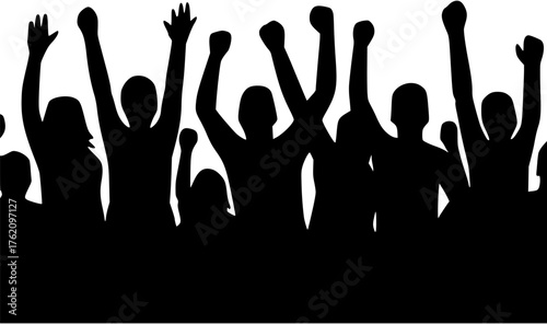 Cheering crowd vector icon showing audience celebrating during sports competition or event