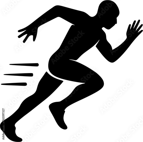 Sprint runner silhouette vector showing athlete launching in running position for speed training