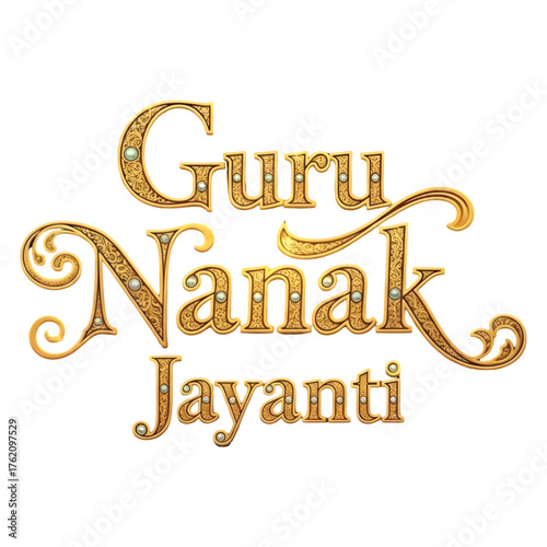 Golden Ornate Guru Nanak Jayanti Typography