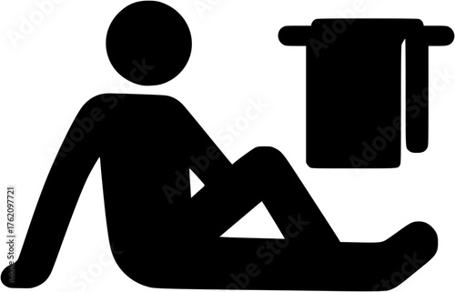 Recovery rest silhouette vector showing person relaxing with towel after workout or physical exercise