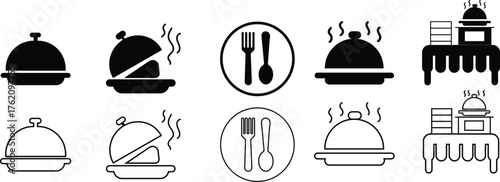 Elegant food service and dining icons set for restaurant 
branding and menu design