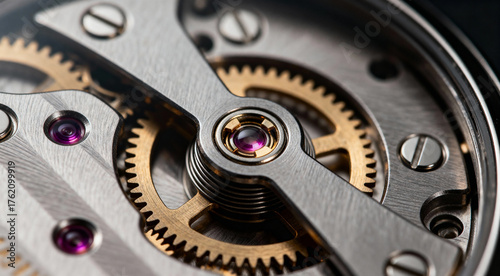 Wallpaper Mural intricate mechanical watch movement showing gears and springs Torontodigital.ca