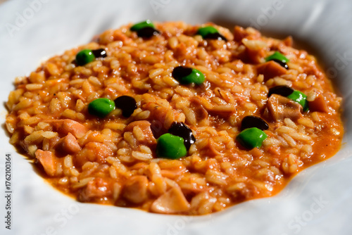 Seefood Risotto Marinara Sgusciato with Peeled Shellfish and Carnaroli Rice