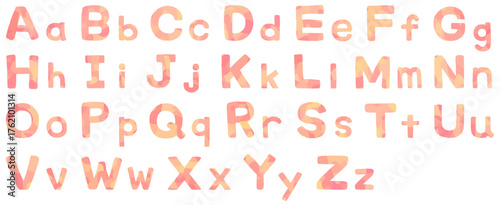 アルファベットセット ピンク色 ベクター素材