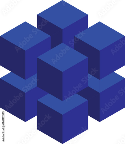 3d blue cube