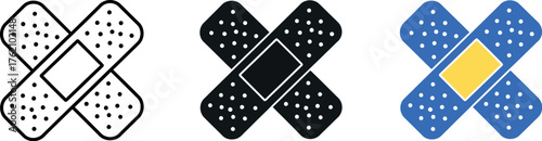 Crossed bandages icon set for medical and first aid applications vector