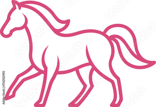 Pink Line Horse Icon Vector