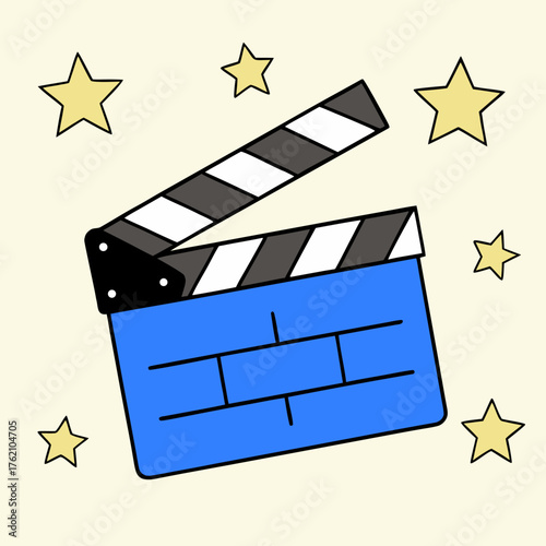 Silhouette of a film clapper board signifying movie production industry vector illustration