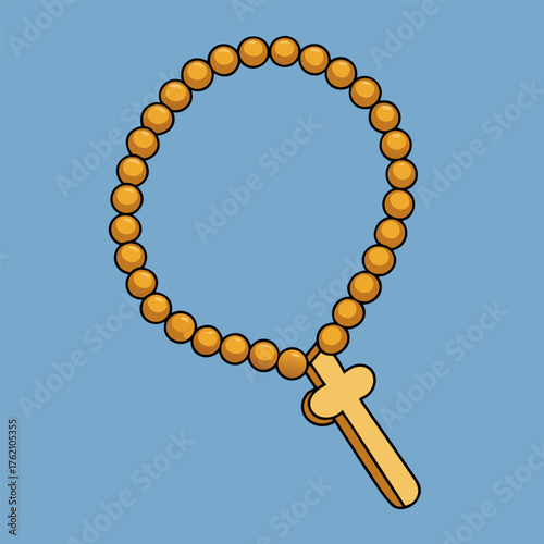 Rosary beads in colourfull, symbolizing faith, prayer, and Catholic tradition featuring a crosssilhouette