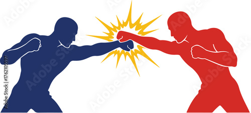 WebTwo silhouetted figures engaged in a dynamic boxing match with a burst of energy