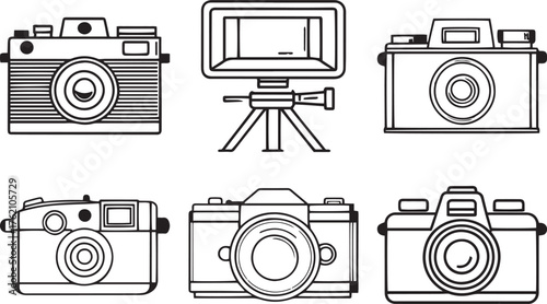 Camera Outline Vector Set — Shutter