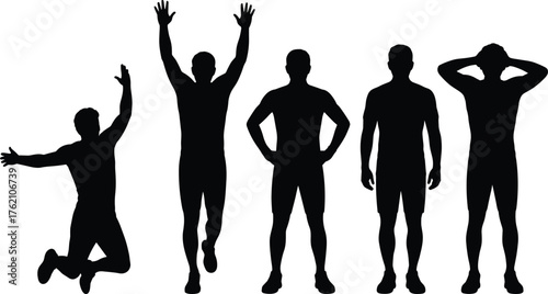 Dynamic Male Athletes Silhouettes Collection Various Sports Fitness Poses Transparent Background