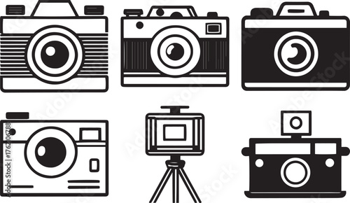 Camera Silhouette Vector Set — Photo Editing Icons
