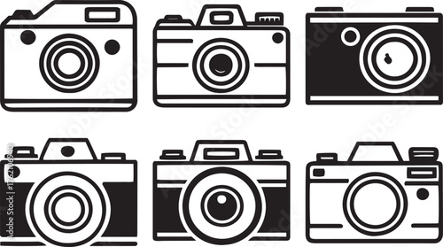 Camera Outline Vector Set — Flat Minimal Icons Bundle