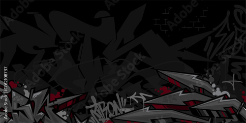 Cool Dark Abstract Flat Urban Street Art Graffiti Style Vector Illustration Template Background Art