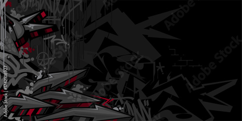 Trendy Dark Abstract Flat Urban Street Art Graffiti Style Vector Illustration Template Background