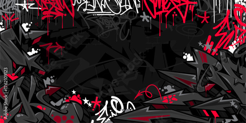 Cool Dark Abstract Flat Urban Street Art Graffiti Style Vector Illustration Template Background Art