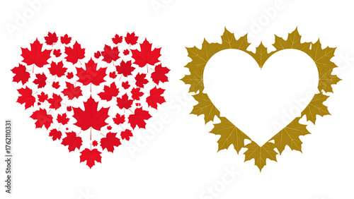 Dual Maple Leaf Heart Shapes Design Transparent PNG for Fall or Gothic Theme