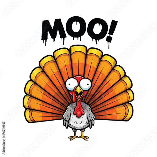 Thanksgiving turkey cartoon moo vector illustration