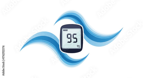 World Diabetes Day logo with a glucose meter reading 95 on a white background with blue wave design