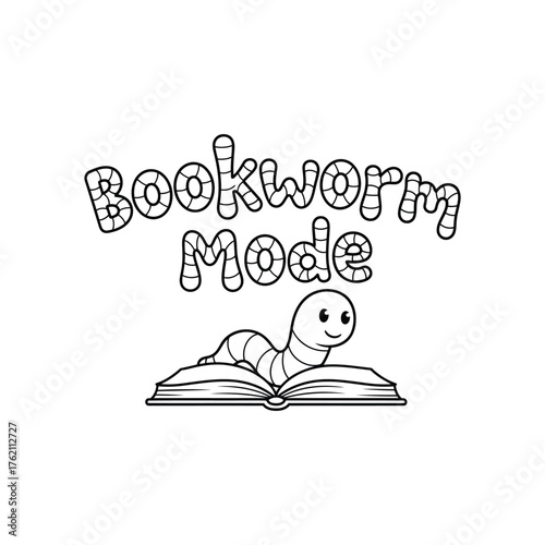 Vector art of bookworm mode cute illustration for book lovers and reading enthusiasts