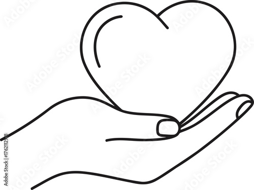Vector art of hand holding heart, representing love, care, support, and compassion