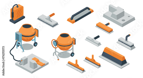 Isometric pottery workshop scene with craftsman at pottery wheel