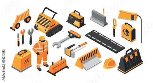 Pottery crafting with hands and tools in minimalist isometric design on white background