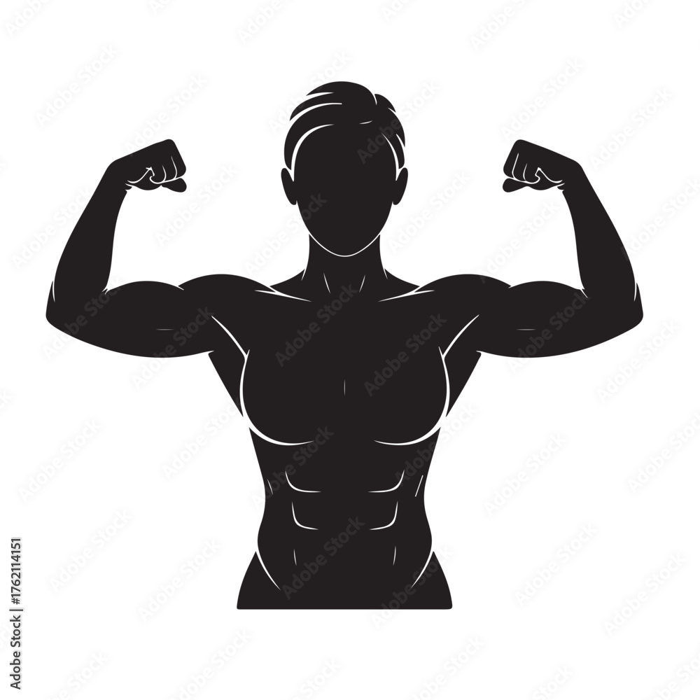 Fototapeta premium muscles icon set, Muscle arm, bicep, vector illustration on white background.