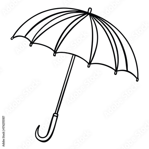 Simple line drawing of an open umbrella