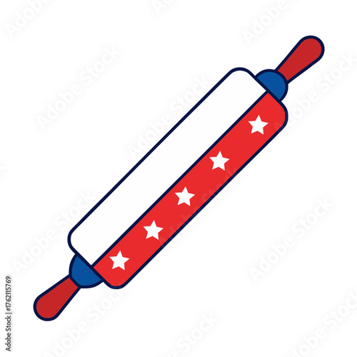 Patriotic rolling pin with stars and stripes design