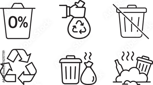 recycle bin icon set vector illustration