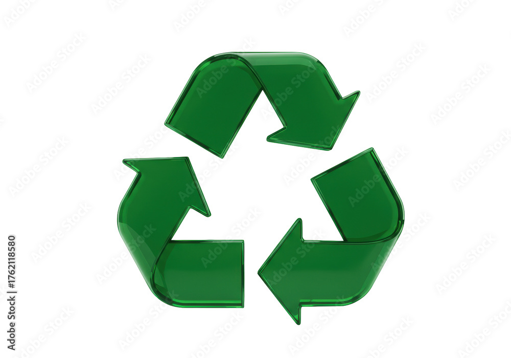Obraz premium Green recycling symbol PNG isolated on transparent background, eco-friendly concept for environmental awareness and sustainable practices