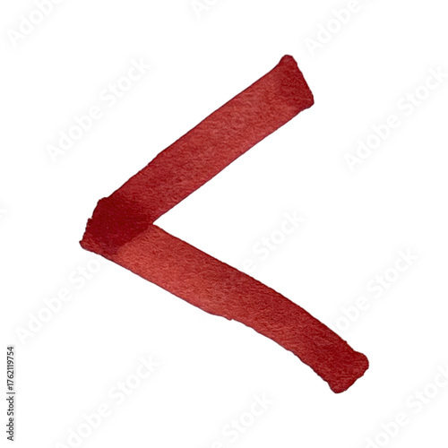 Single red ribbon tied into a chevron shape for decoration or crafting purposes isolated on transparent background