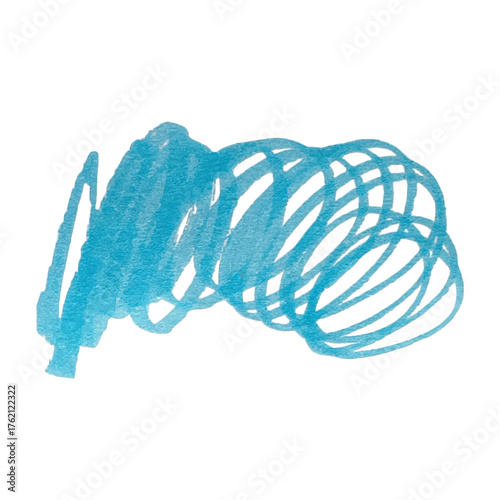 Abstract blue swirls and spirals create dynamic flow on a textured light gray surface isolated on transparent background