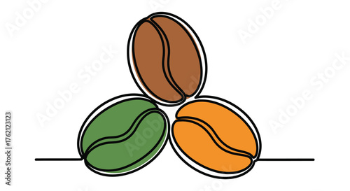 Coffee beans illustration brown green