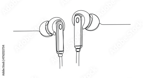 Earbuds line art earphones audio