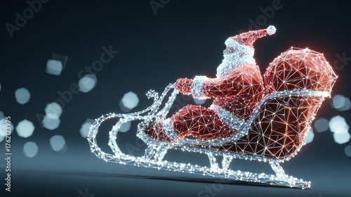 Santa's wild ride: a zany journey through an imaginative holiday. Virtual connectivity. Santa's red sleigh adventure: hilarity ensues in the snowy skies. Ai web. Digital web.