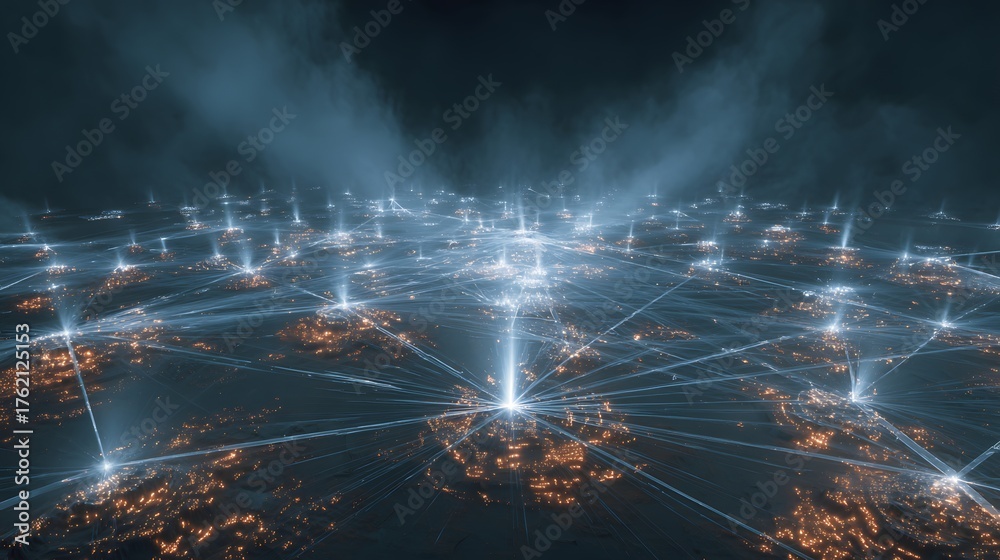 Obraz premium realistic local network hub glowing with encrypted signals