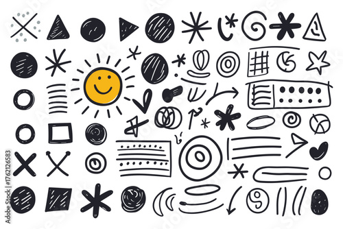 5 Hand Drawn Doodle Bundle Set