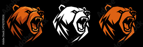 vector illustration of a roaring bear head in orange