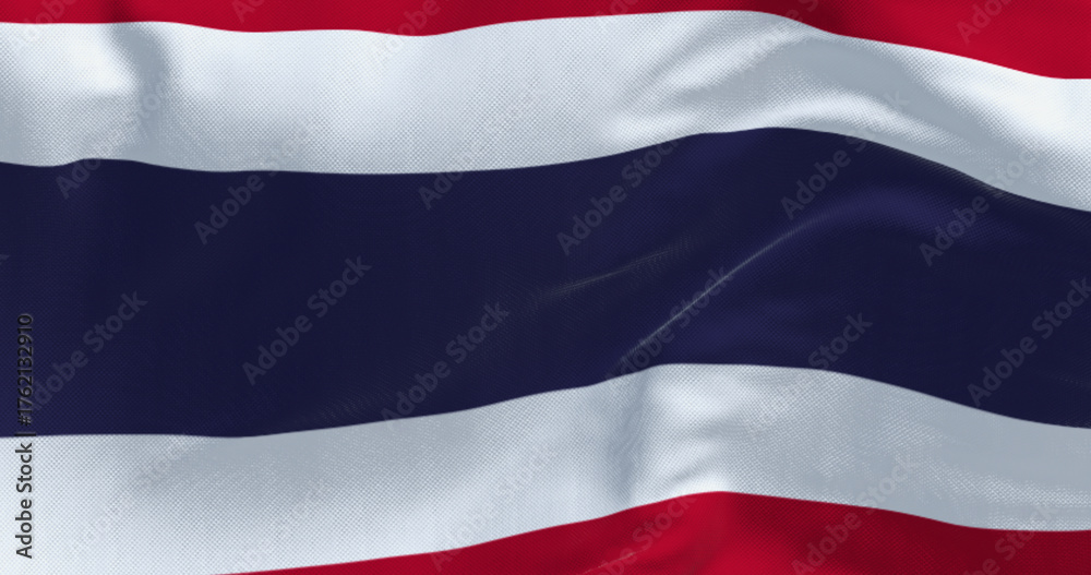 Fototapeta premium Close-up view of the Thailand national flag waving in the wind