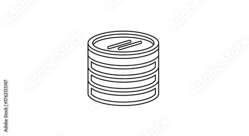 Minimalist Outline Drum with Drumsticks Musical Instrument Line Art